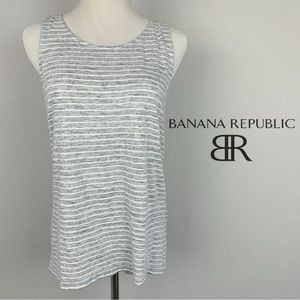 Banana Republic M gray striped linen blend tank